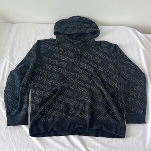 Primitive Apparel Hoodie Men's Medium Black Logo Spellout AOP Skateboard Y2K